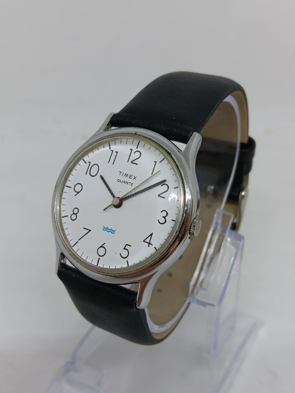 VINTAGE 1988 Timex 41 Men's 34mm Silver Tone White Dial Quartz Watch - NEW BATT